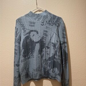 T Co. Modern Pop Artistic Print Blue Sweater